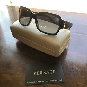 Versace Black Polarized Sunglasses with Bow Detail